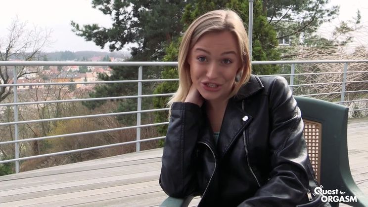 Skinny Ukrainian blondie Aislin masturbates gently with two vibrators